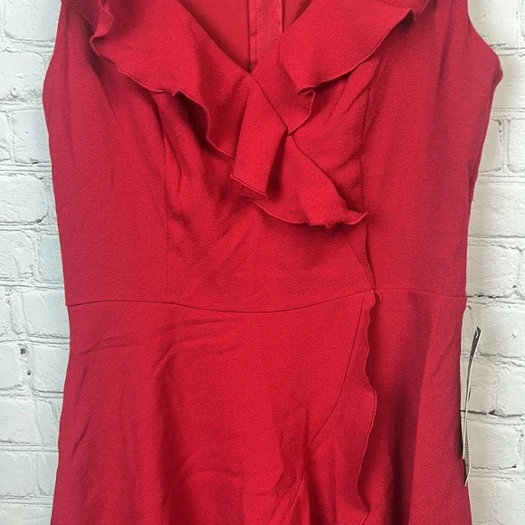 Teeze Me Red Ruffle Faux Wrap Dress Juniors Size 11/12 Prom Homecoming - Picture 4 of 6